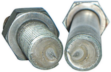 Example of failed bolt broken into two pieces.